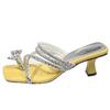 Slippers Women's Outer Wear 2025 Summer New Rhinestone Thick Heel with Skirt High Heel Word with Bow Cool Slippers Women