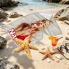 Custom Name Personalized Singer Print Beach Towel, for Trip Camping Beach Party Home Decor, Birthday Gift for Family & Friends