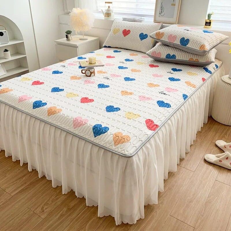 Летний комплект прохладных простыней из латекса, благоприятный для кожи, моющийся, кондиционер, юбка-кровать, нескользящие защитные чехлы для матраса