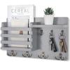 Mail Organizer for Wall Mount Rustic Wood with Key Hooks Hallway Farmhouse Decor Letter Sorter with Floating Shelf