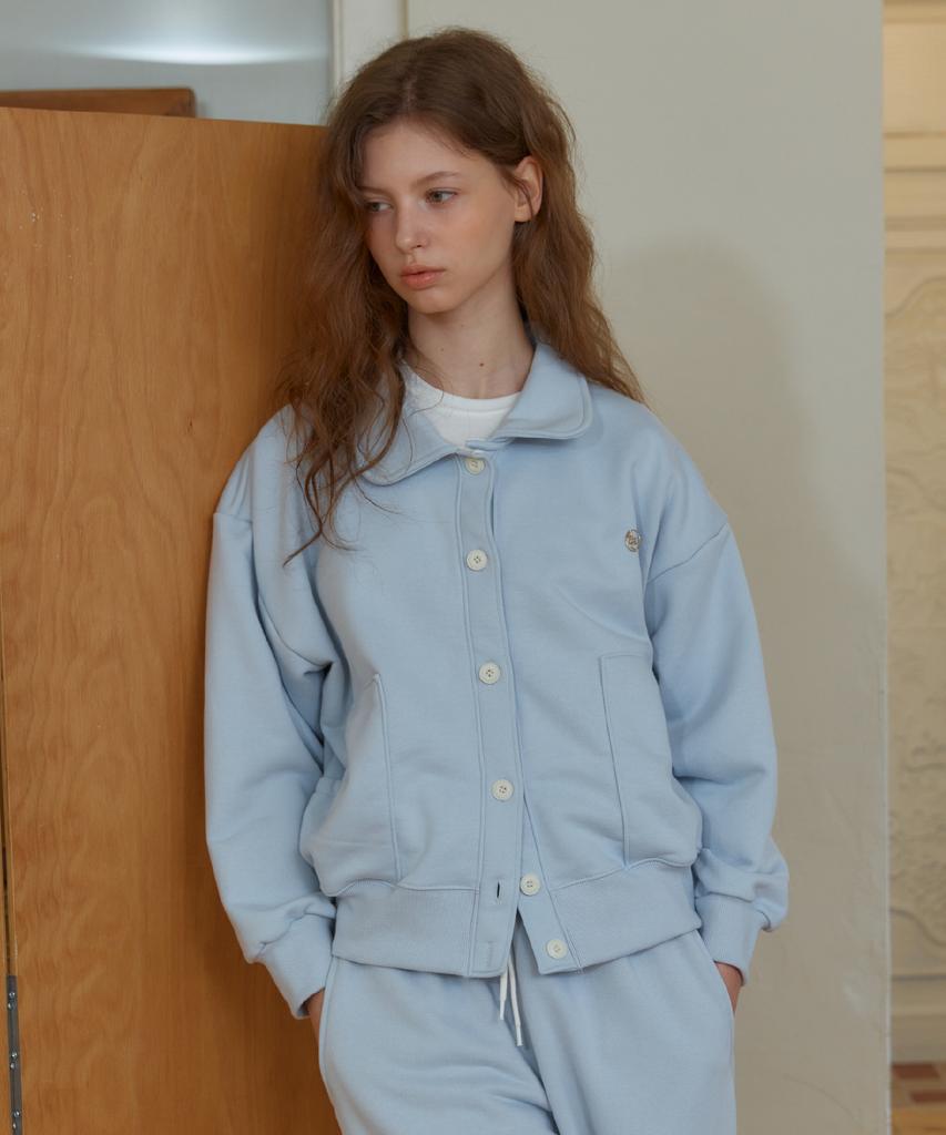 ANOETIC Anc Button Collar Sweat Cardigan_Skyblue