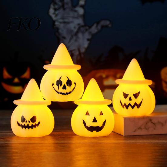 Halloween Party Decorations Pumpkin Night Light, LED Light-up Witch Hat Pumpkin, Spooky Decor Cartoon Table Lamp for Holiday Decoration