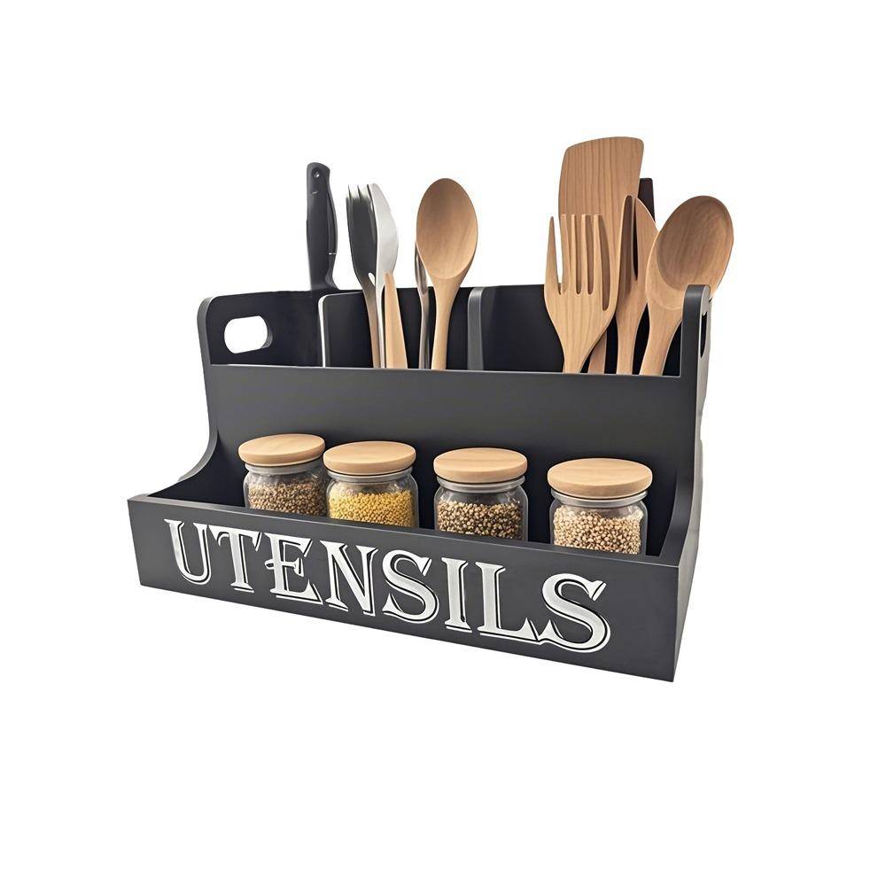 Space Saving Spoon Fork Storage Box Wooden Cutlery Storage Box Tableware Storage Rack Living Room