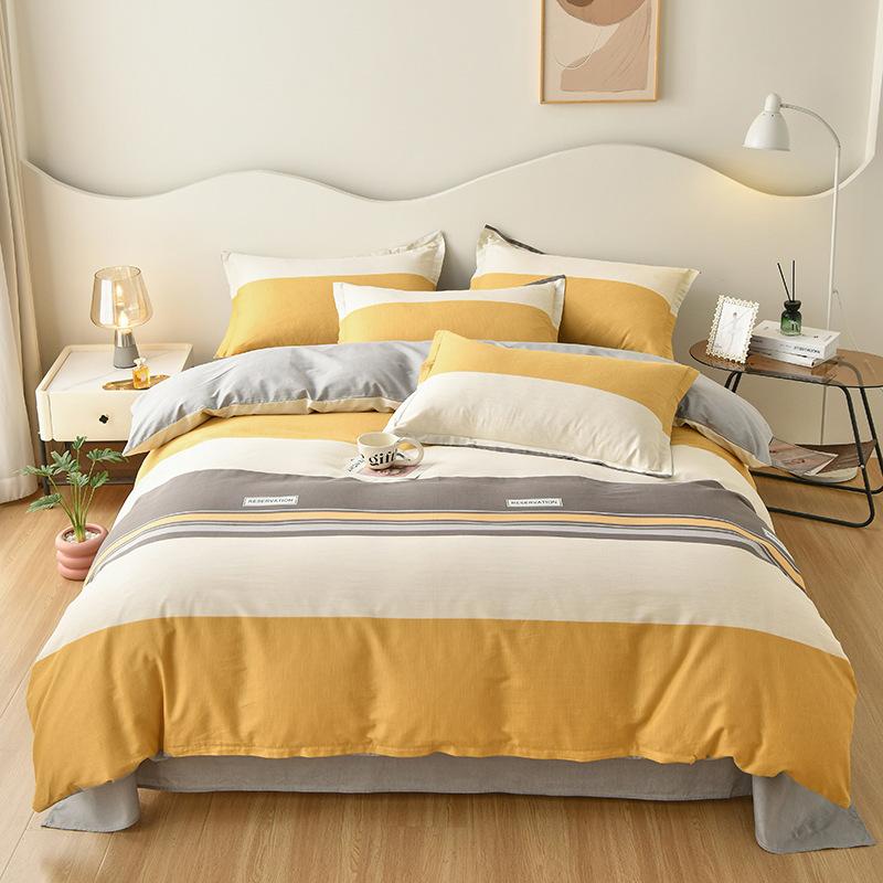 Маленький свежий чистый хлопок четырехсекционный простыня трехсекционный пододеяльник постельное белье