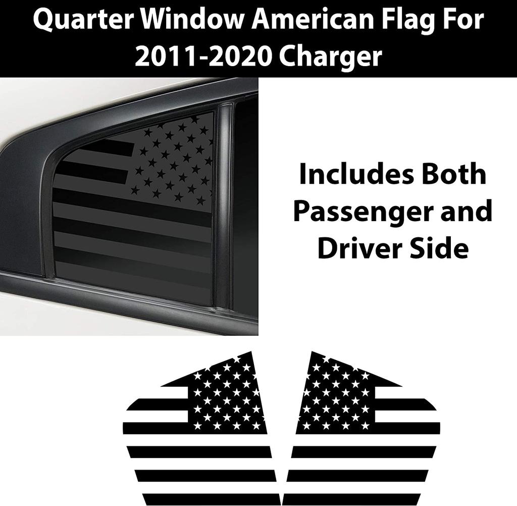 Pre-Cut Quarter Window American Flag Decal Stickers For 2011-2022 Dodge Charger