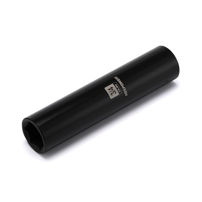 MIXPOWER 1/2" Привод. x 3/4 дюйма, Сверхдлинная, Глубокая, 6-гранная, Ударная, Легированная Сталь Cr-Mo, Дизайн с Радиусными Углами, Двойная Маркировка Размеров, Длина 5 дюймов