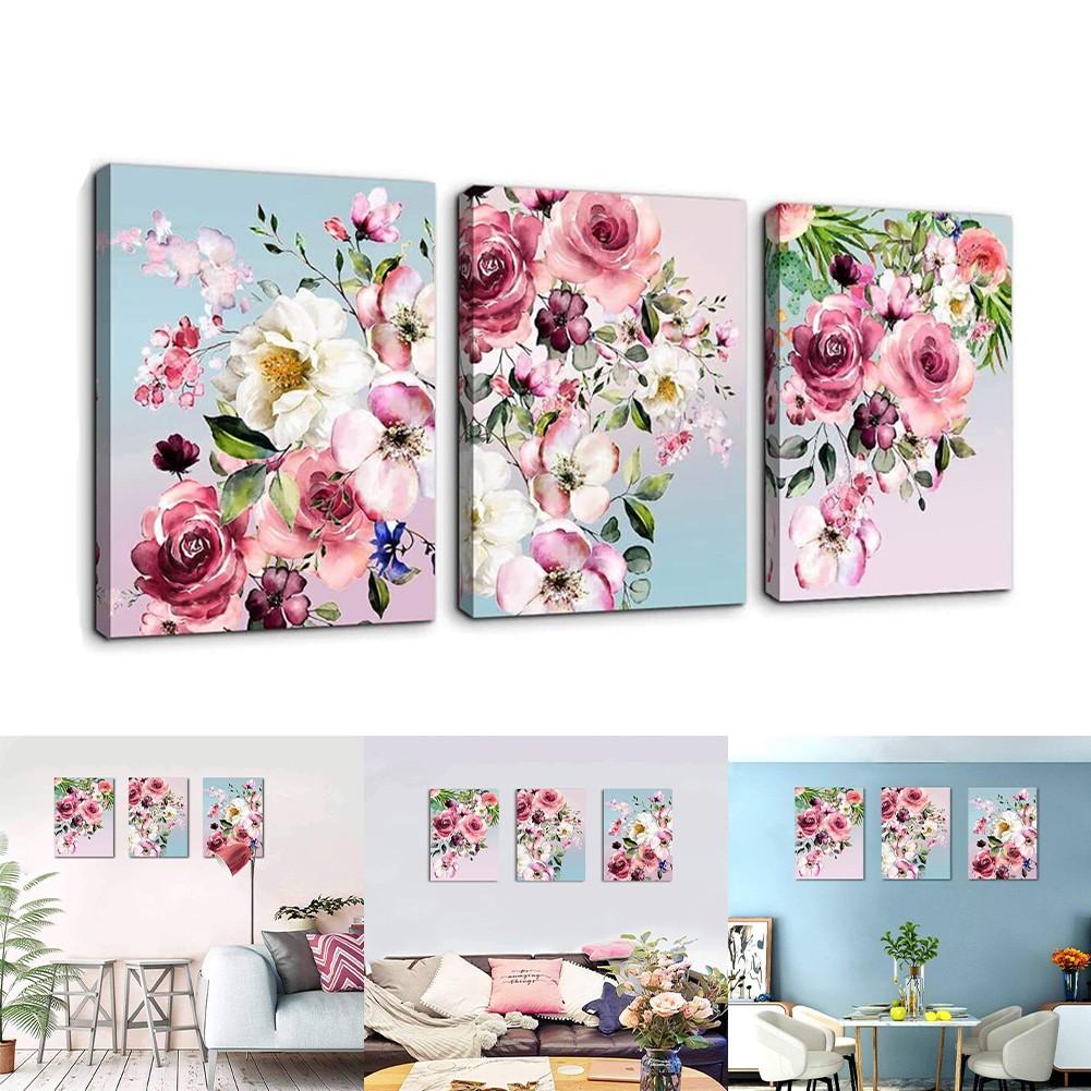 Modern HD home Flower canvas decorative painting color 30*40cm * 3 Couplet