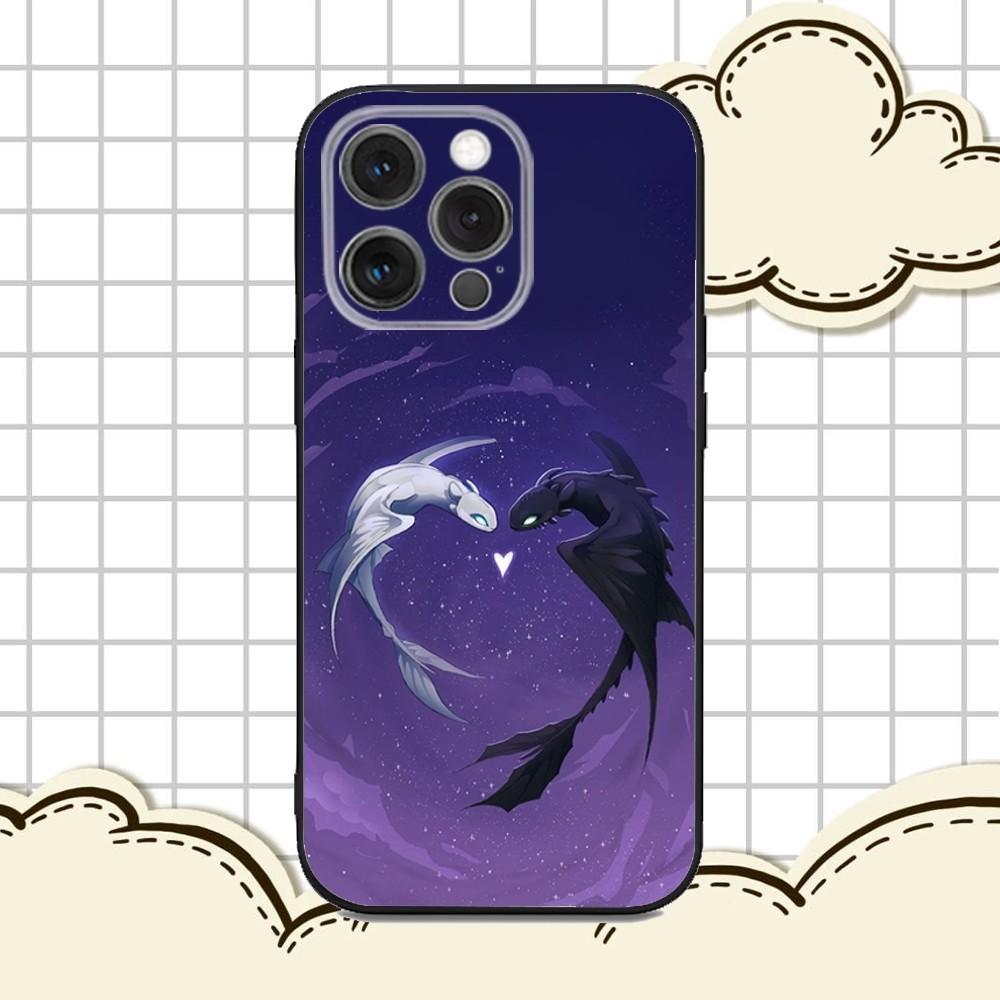 Мультяшный чехол для телефона Toothless для iPhone 16e, 16, 15, 14, 13, 12, 11, Pro, X, XS, Max, XR, Plus, Mini, Мягкий черный чехол