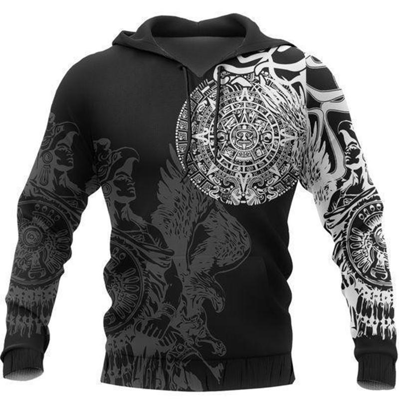 Mens Hoodies Vikings Eagle Tattoo Fashion Animal Pattern 3D Printed Style Casual Harajuku Hip Hop Pullover Oversized Sudaderas