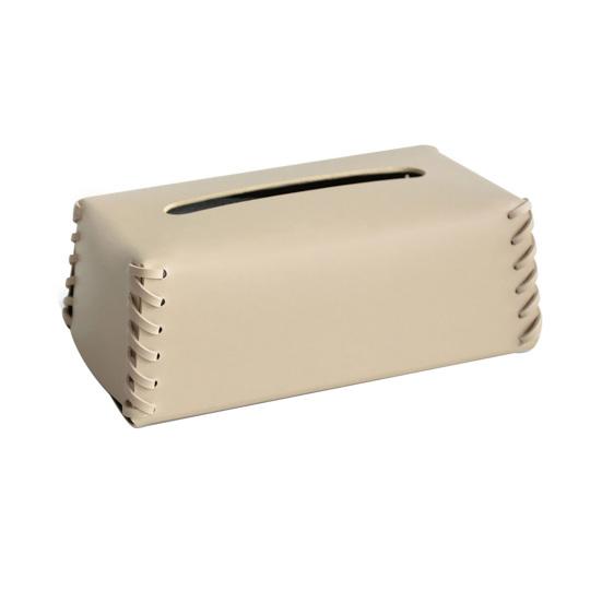 PU Leather Tissue Holder, with Hand-stitched Edges Design, Modern Style Smooth Paper Extraction Tissue Case for Home Office