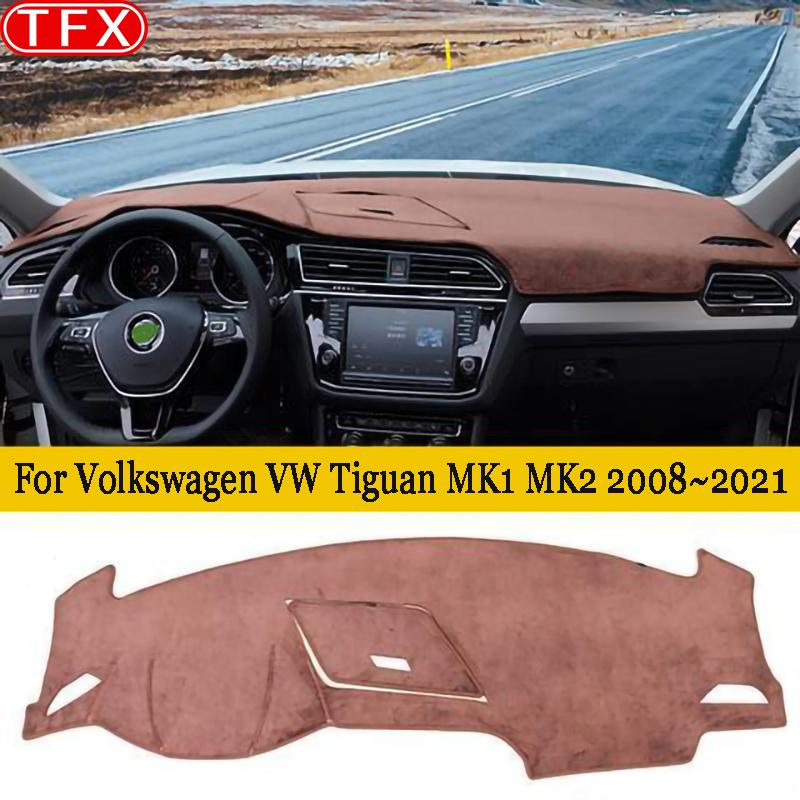 Фланелевой автомобильный коврик для приборной панели, коврик для Volkswagen VW Tiguan MK1 MK2 2009-солнцезащитный козырек, защита ковров