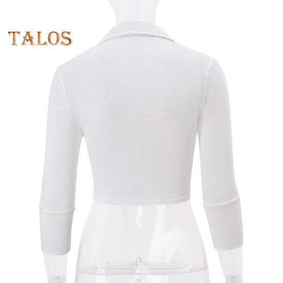 Женская рубашка белого цвета с длинным рукавом, лацканами, завязками, подолами, однотонные короткие повседневные топы для офиса, отпуска, вечеринки, уличной одежды