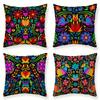Vintage Mexican Throw Pillow Cover, Geometric Floral Pattern, Machine Washable with Zipper, Home Party Decor Cushion Cover