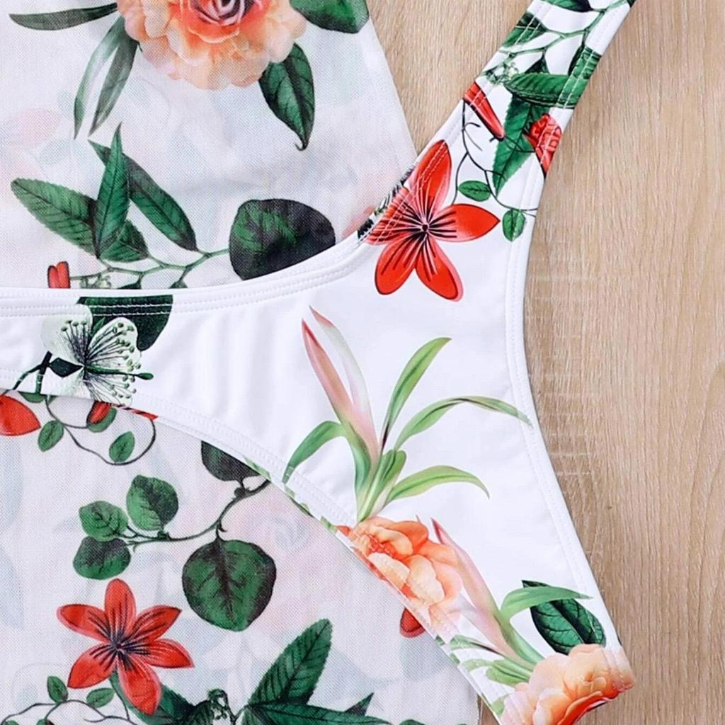 Купальник женский сплит-принт сексуальная тройка платье Холтер шеи цветочные комплекты бикини