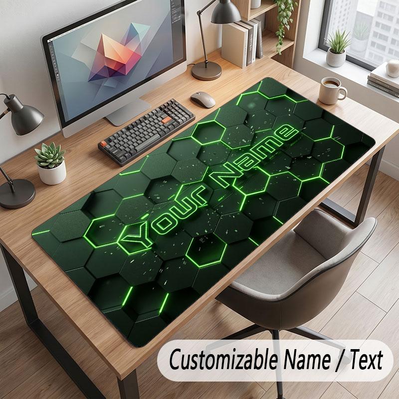 Abstract Geometric Theme Customized Mouse Pad Personalized Print Name Text Desk Mat For Home Office Table Decor