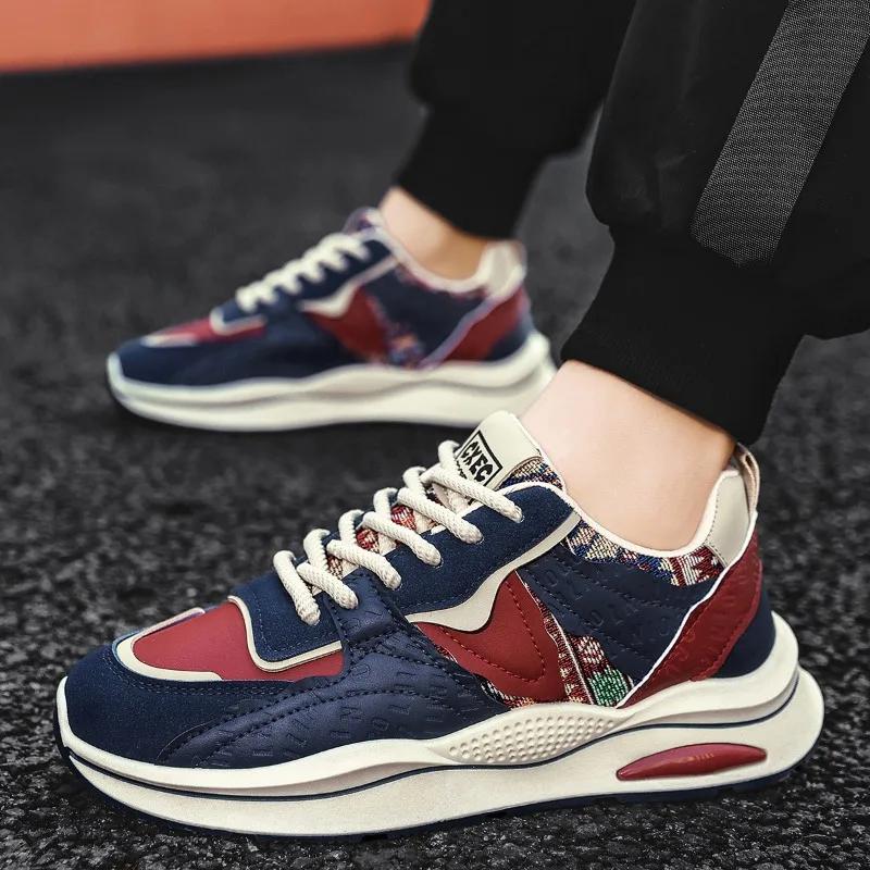Мужская повседневная спортивная обувь Модная обувь для бега на шнуровке с мягкой подошвой Мужская дизайнерская удобная обувь на платформе Новинка
