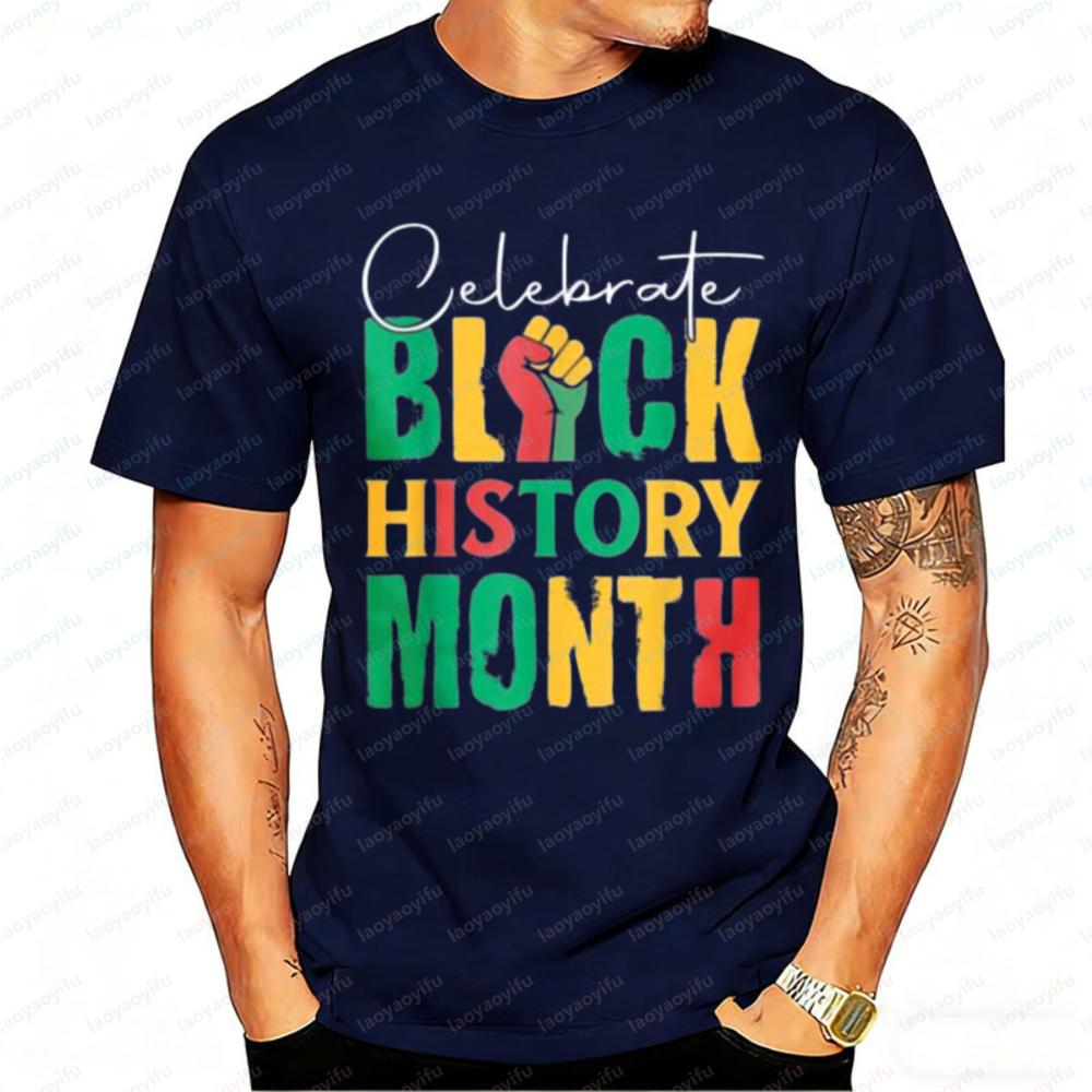 Juneteenth Celebrate Black History Month T Shirt Men Black Power Fist Graphic Casual Cotton African American Freedom 1865 Topss