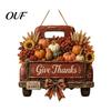 Wooden Hanging Sign for Front Door Harvest Pumpkin Truck Door, Fall with Outdoor Decor Hemp Rope, Distressed Farmhouse Welcome Sign, Autumn