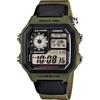 Цифровые часы Casio с мировым временем AE-1200WHB-3BV Зеленый ремешок из смолы Водонепроницаемость 100м
