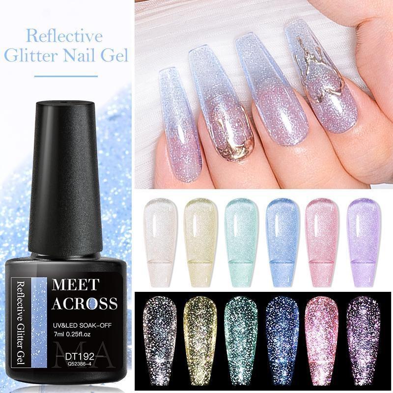MEET ACROSS 7 мл Светоотражающий блестящий гель-лак для ногтей Летний яркий цвет Soak Off Полуперманентный дизайн ногтей УФ-светодиодный лак для ногтей