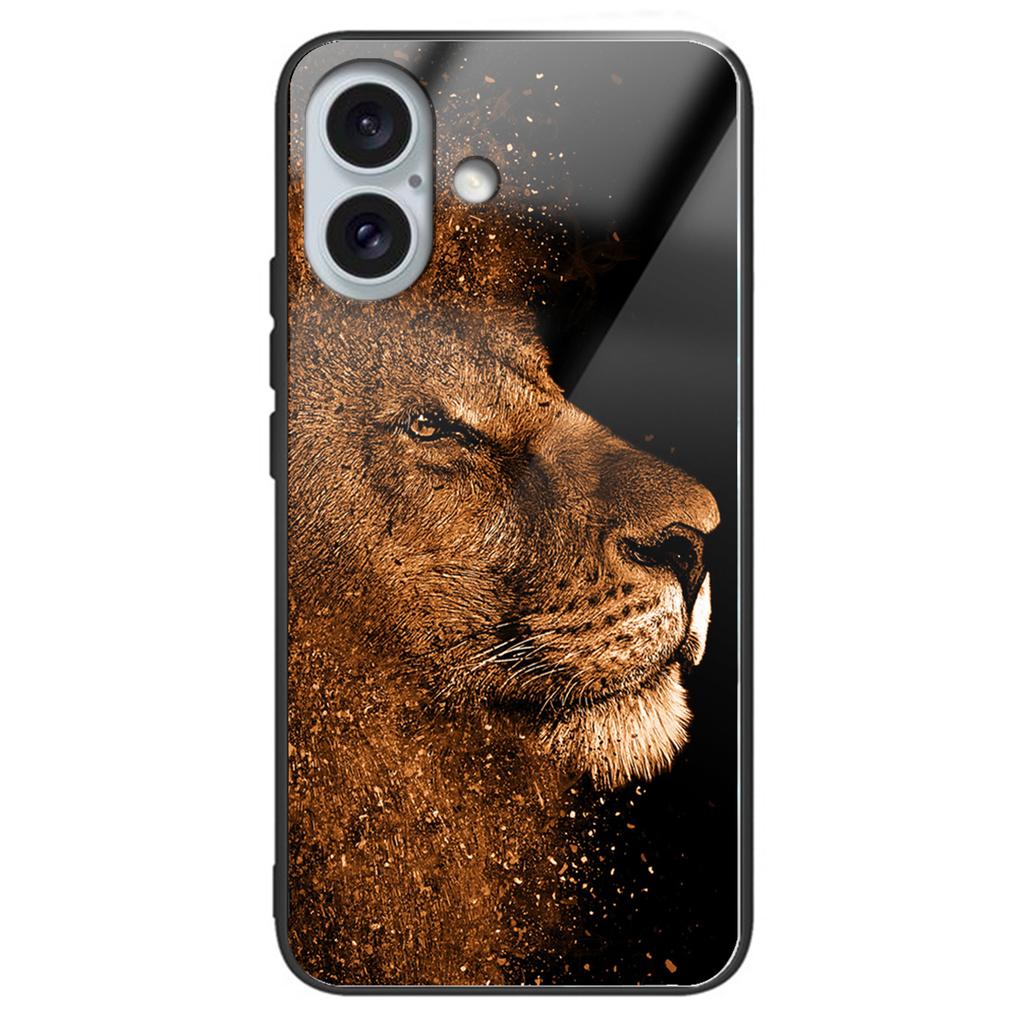 Для iPhone 16 Чехол Закаленное Стекло ТПУ Ударопрочный Чехол для Телефона Печать с Рисунком