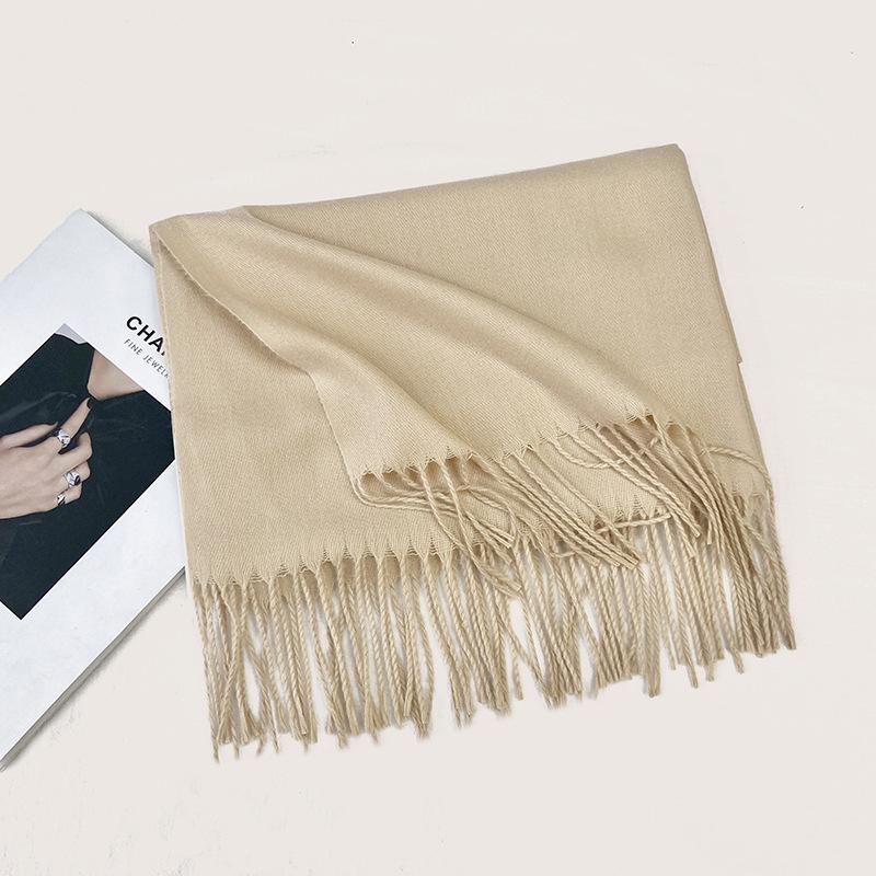 Autumn and Winter New Solid Color Scarf Imitation Cashmere Scarf Women's Warm Shawl Scarf