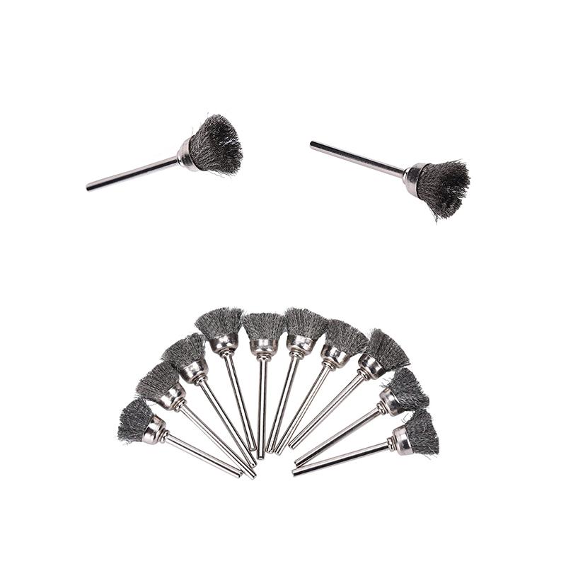 10 шт. мини-кисть из проволоки из нержавеющей стали подходит для вращающегося инструмента Dremel 13 мм