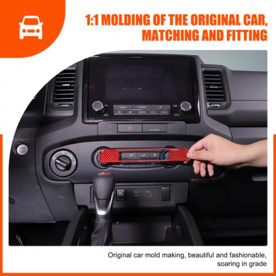 Red Carbon fiber Warning Light Switch Trim Cover for Nissan Frontier 2024-2025