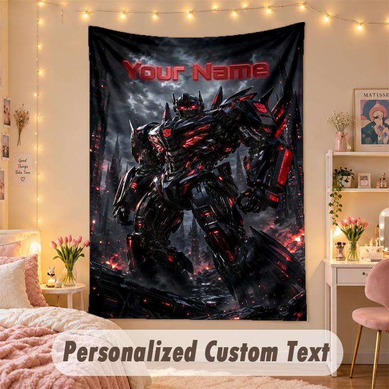 Custom Personalized Tapestry,Transformers Print Custom Name Text Wall Art Hanging for Bedroom