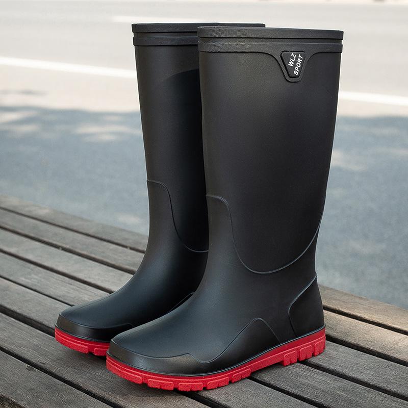 Новые утолщенные дождевые ботинки мужские короткие непромокаемые ботинки с нескользящей подошвой износостойкие средней высоты теплые ботинки резиновые ботинки