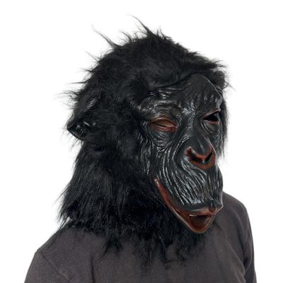 Маска из латекса обезьяны с красным ртом и черными волосами, для взрослых