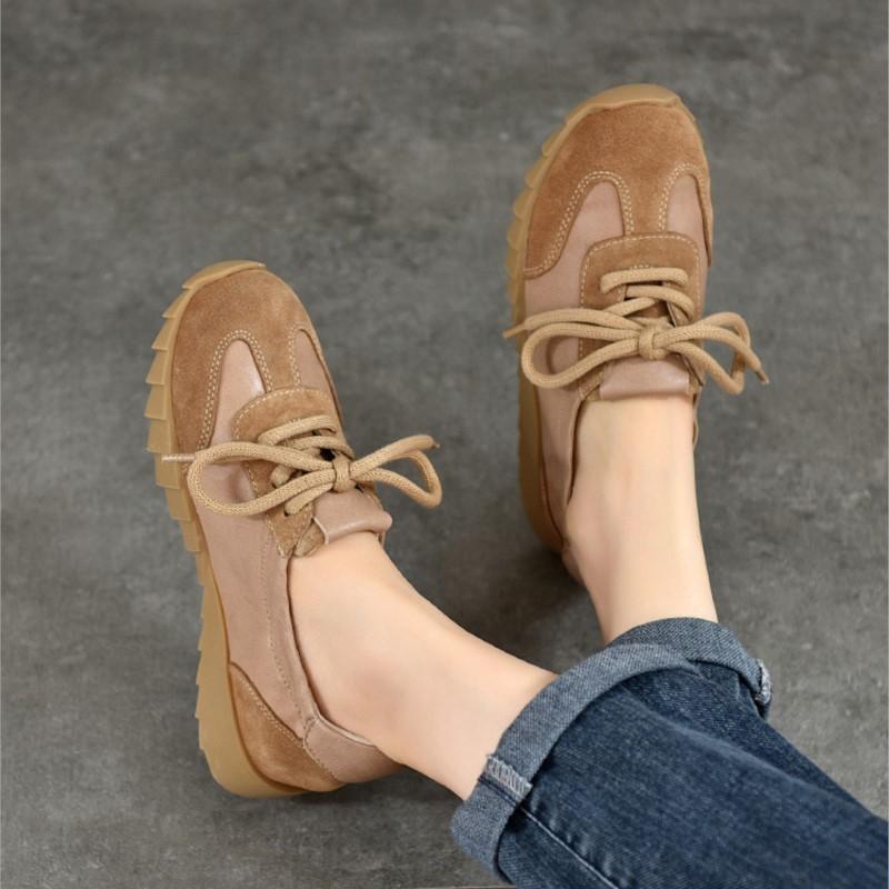 Johnature Высококачественная натуральная кожа на шнуровке повседневная обувь на мягкой подошве с круглым носком женские туфли на плоской подошве