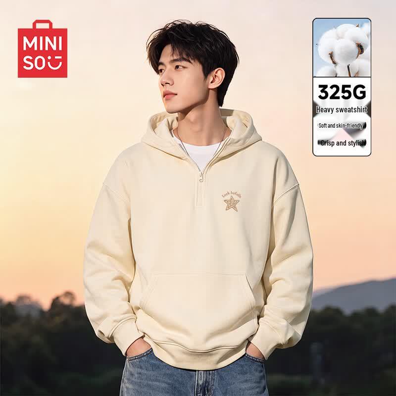 MINISO Men's Relaxed Fit Half-Zip Hoodie