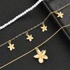 3Pcs Layered Necklace, Stackable Elegant Necklace for Women, Lightweight Flower And Pearl Necklace for Outdoor Beach Vacation Party