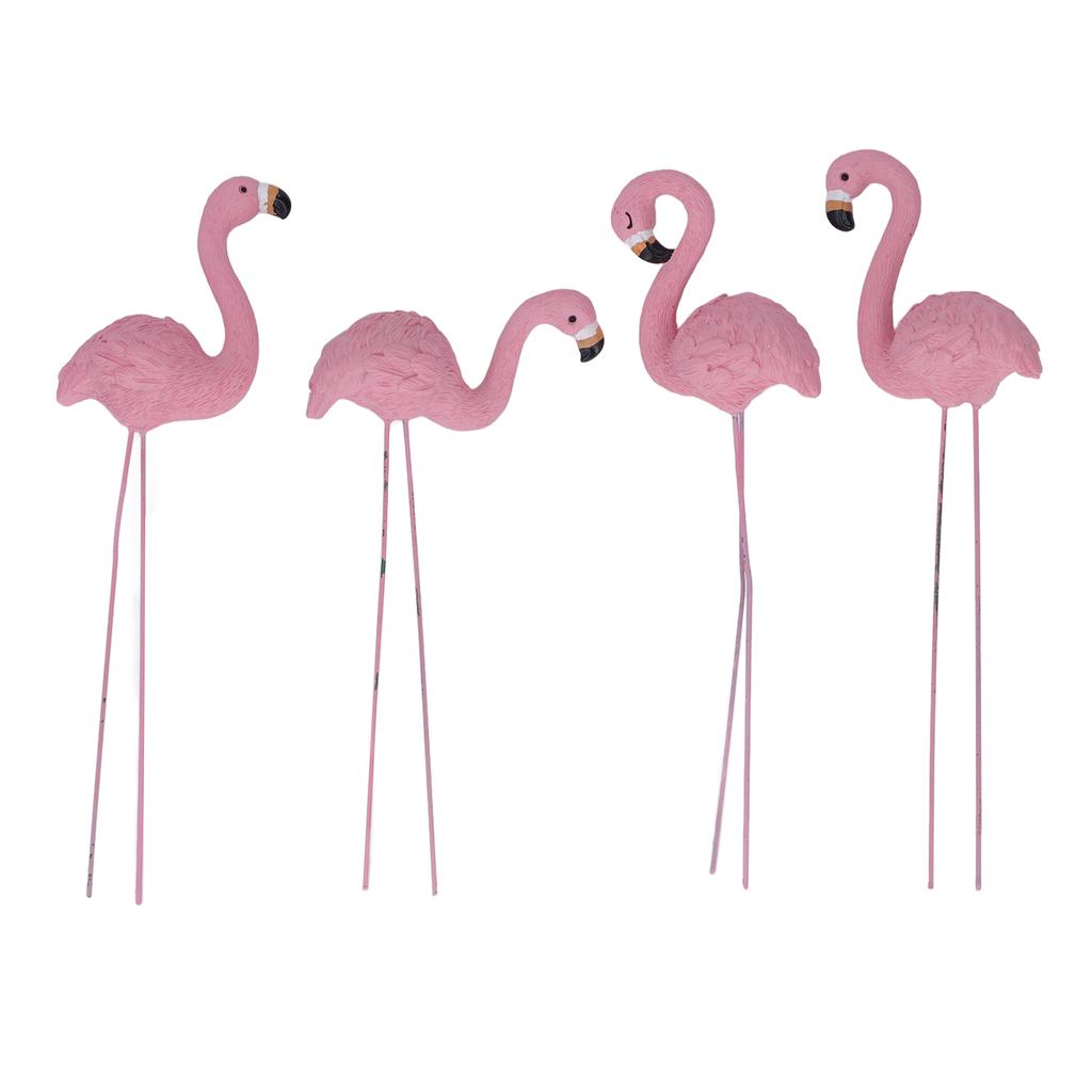 4 Pcs Pink Flamingo Garden Statue Fine Details Stylish Vivid Small Flamingo Statue for Yard Lawn Patio Decorations Gifts