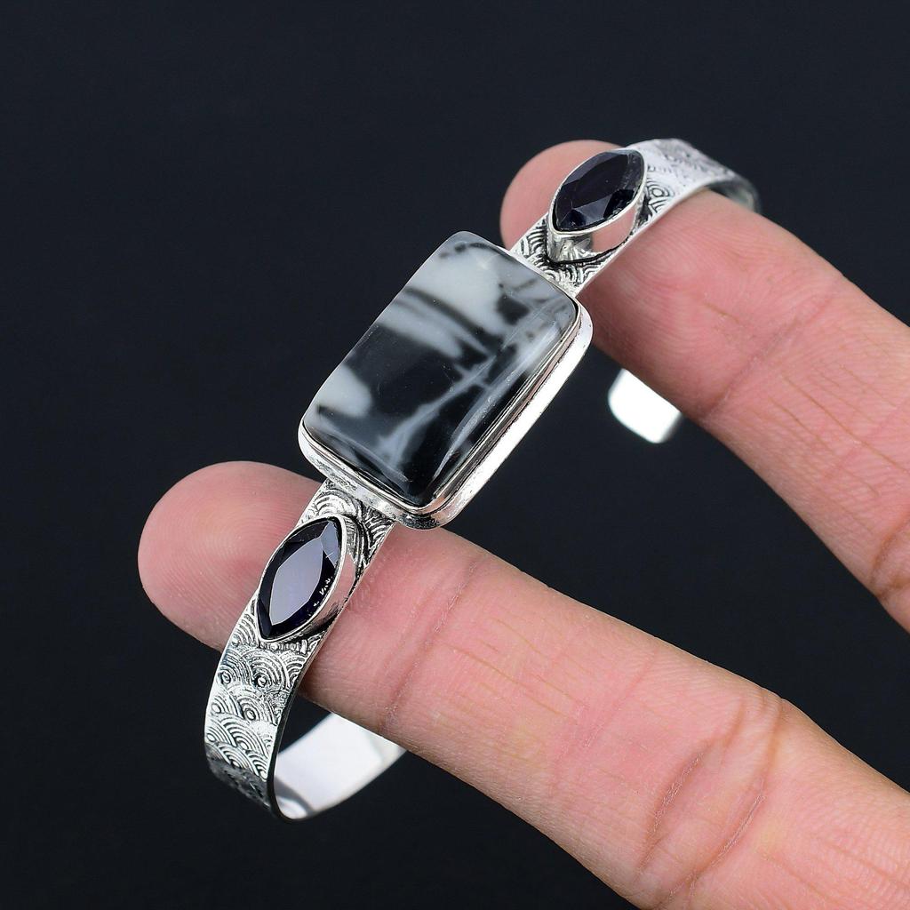 День Дочери Распродажа Дымчатый Агат Камень Аметист Браслет Ювелирные изделия 925 Стерлинговое Серебро