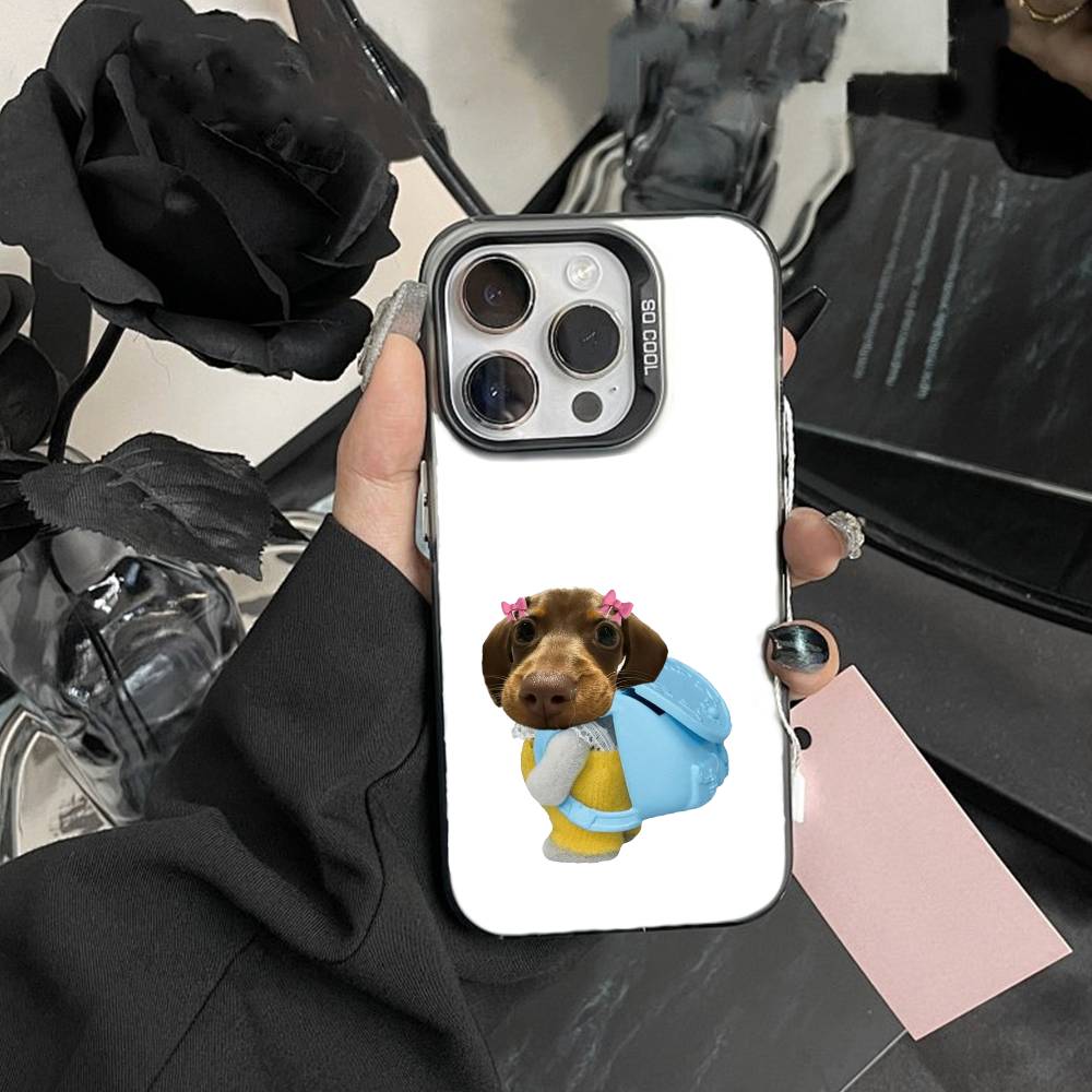 Забавный C-Dogs Большие глаза Чехол для телефона Для iPhone17, 16,15,14,13,12 Pro Max Черный Конфетный Матовый Ударопрочный Чехол
