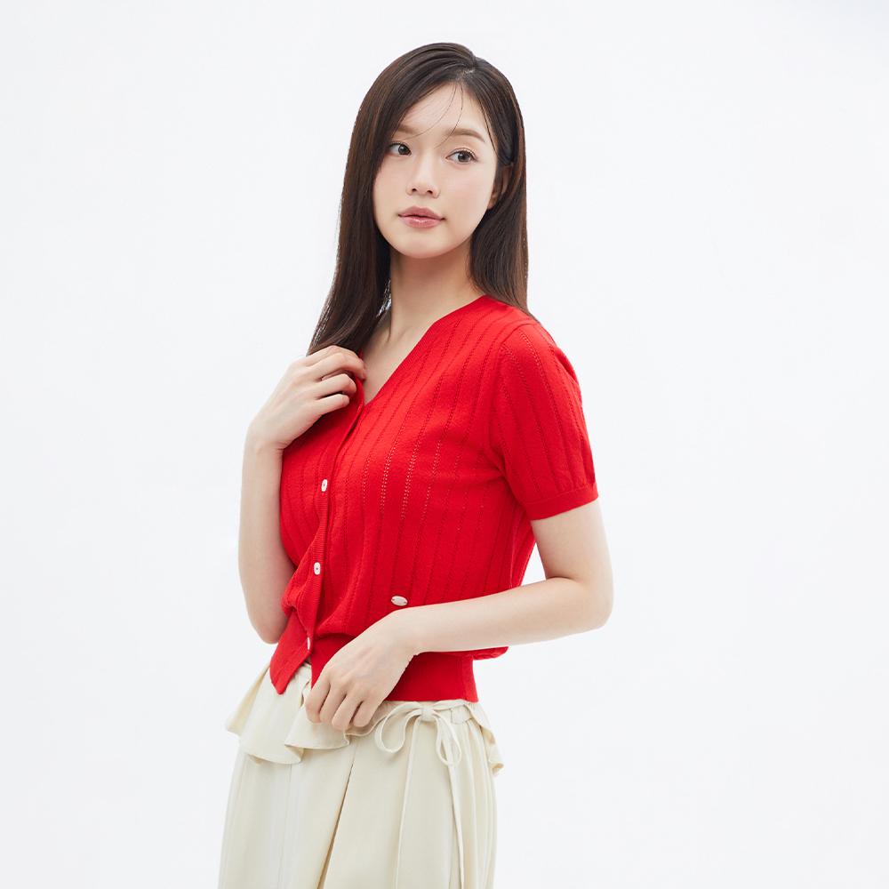 PLASTIC ISLAND Texture-Deformed V-Neck Knit Cardigan Ps2Kg562