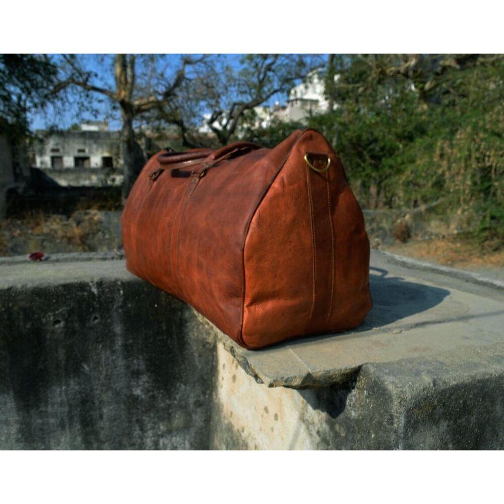 Мужской кожаный чемодан из козьей кожи, дорожная дорожная сумка для спортзала, натуральная коричневая дорожная сумка на ночь