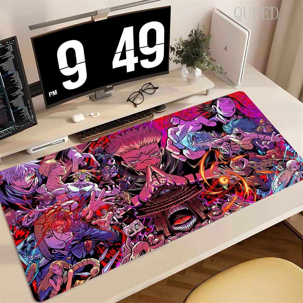 90x40 см Черный Аниме Jujutsu Kaisen Большой Коврик для Мыши Рёмен Сукуна XXL Коврики для Мыши Игровые Аксессуары для ПК Компьютера Нескользящий Коврик для Стола