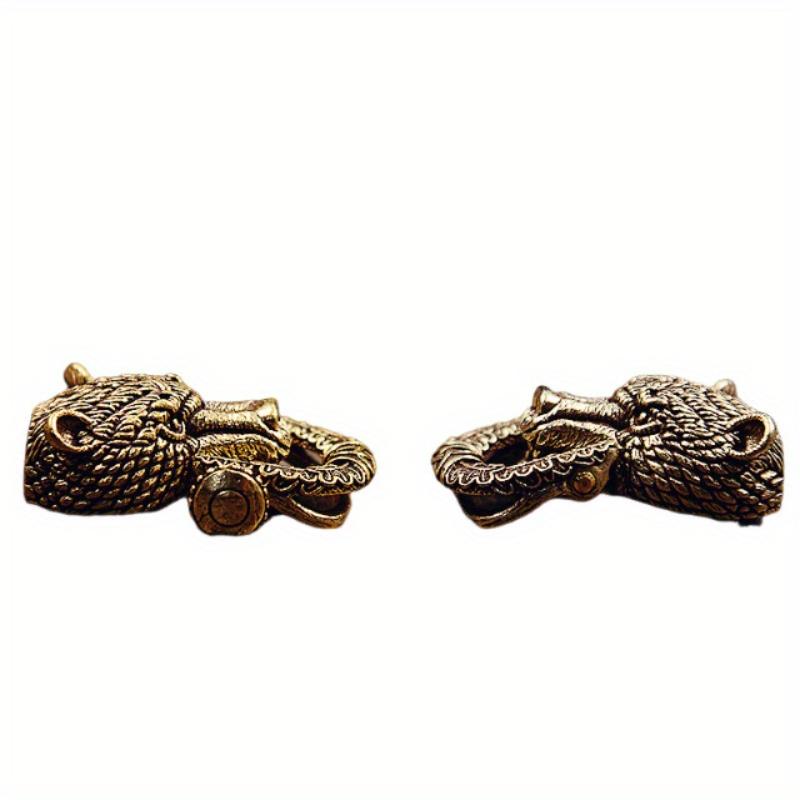 Brass Domineering Bear Buckle Car Keychain Creative Retro Chinese Style Male Trend Motorcycle Personality Keychain Circle