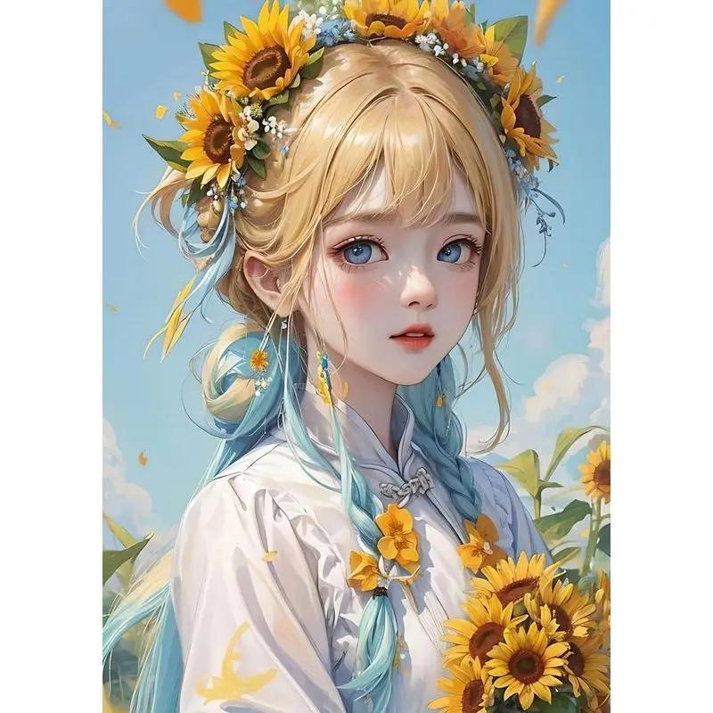 RUOPOTY 40X50cm Painting By Numbers With Frame Anime Girl Wall Decors Gift Figure Painting On Canvas Handiwork Kill Time Gift