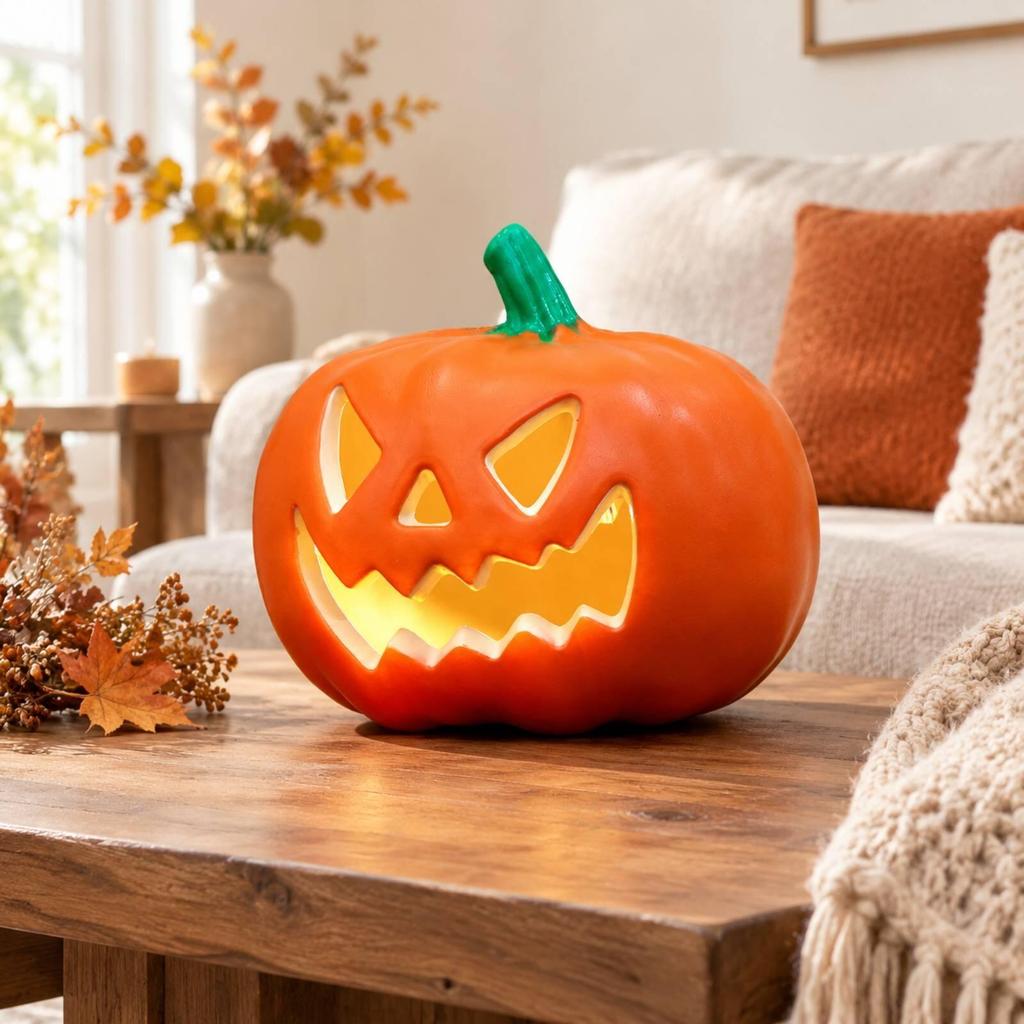 Тыква-светильник на Хэллоуин Оранжевый Светодиодный Декоративный ПВХ JackO'Lantern для