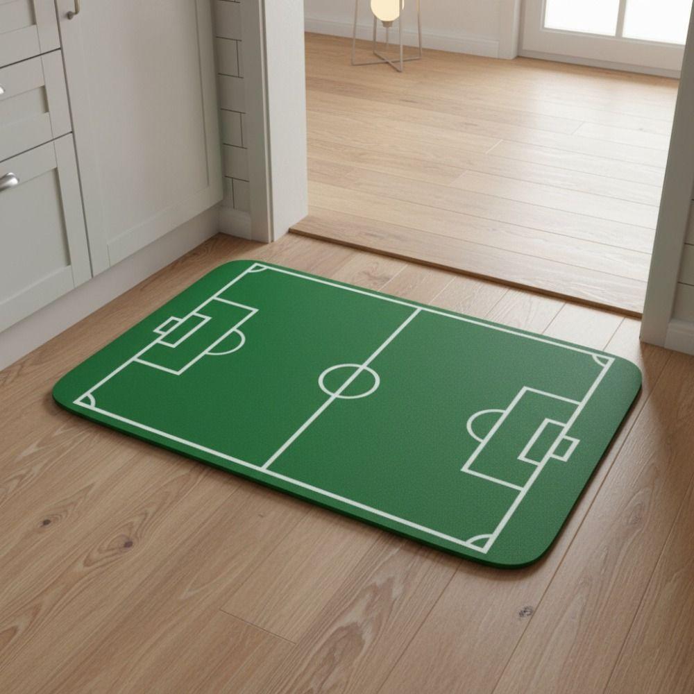 Green Football Court Pattern Doormat Non-slip Small Rug Home Decor Bath Mat Bathroom