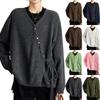 Women's Solid Color Long Sleeved Colorful Button V-neck Cardigan Top Jacket