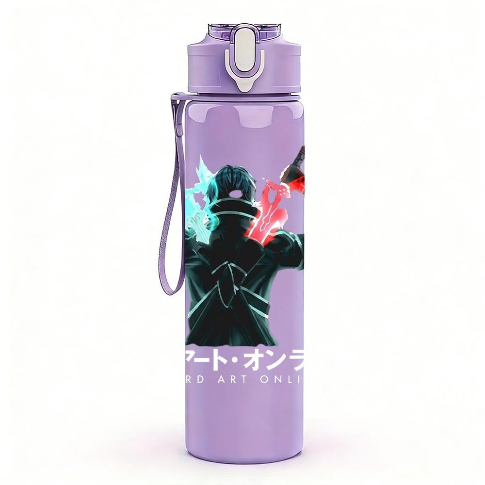 1PC Blue Silhouette 750ml sports water bottle leakproof straw lid outdoor office home