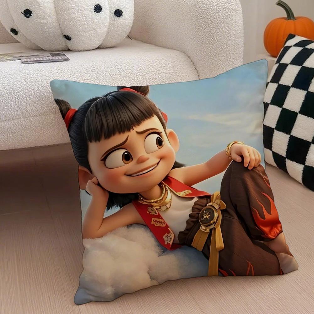 Popular Chinese Mytho Animation NNezha Cushion Cover Throw Pillow Cover Hidden Button Durable Polyester Chair Cushion