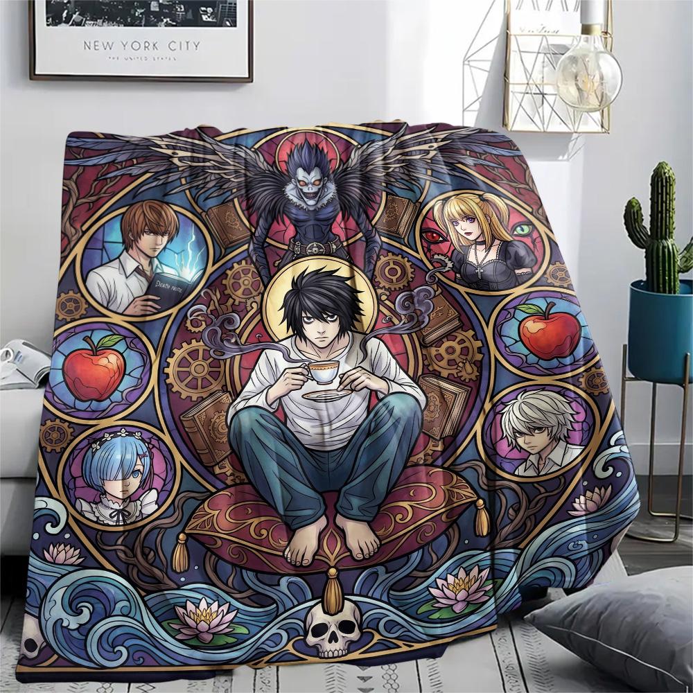 Death Note Comfortable Flannel Blanket Warm Print Pattern for Daily Home Picnic Travel Use.-TING