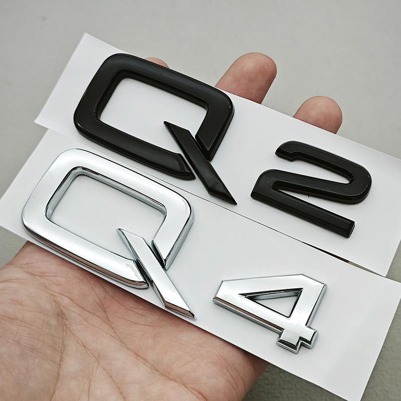 3D ABS Chrome Black Car Letters Logo Q2 Q4 Emblem Badge Rear Trunk Decal Sticker For Audi Q2 Q4 GA 8W Auto Accessories
