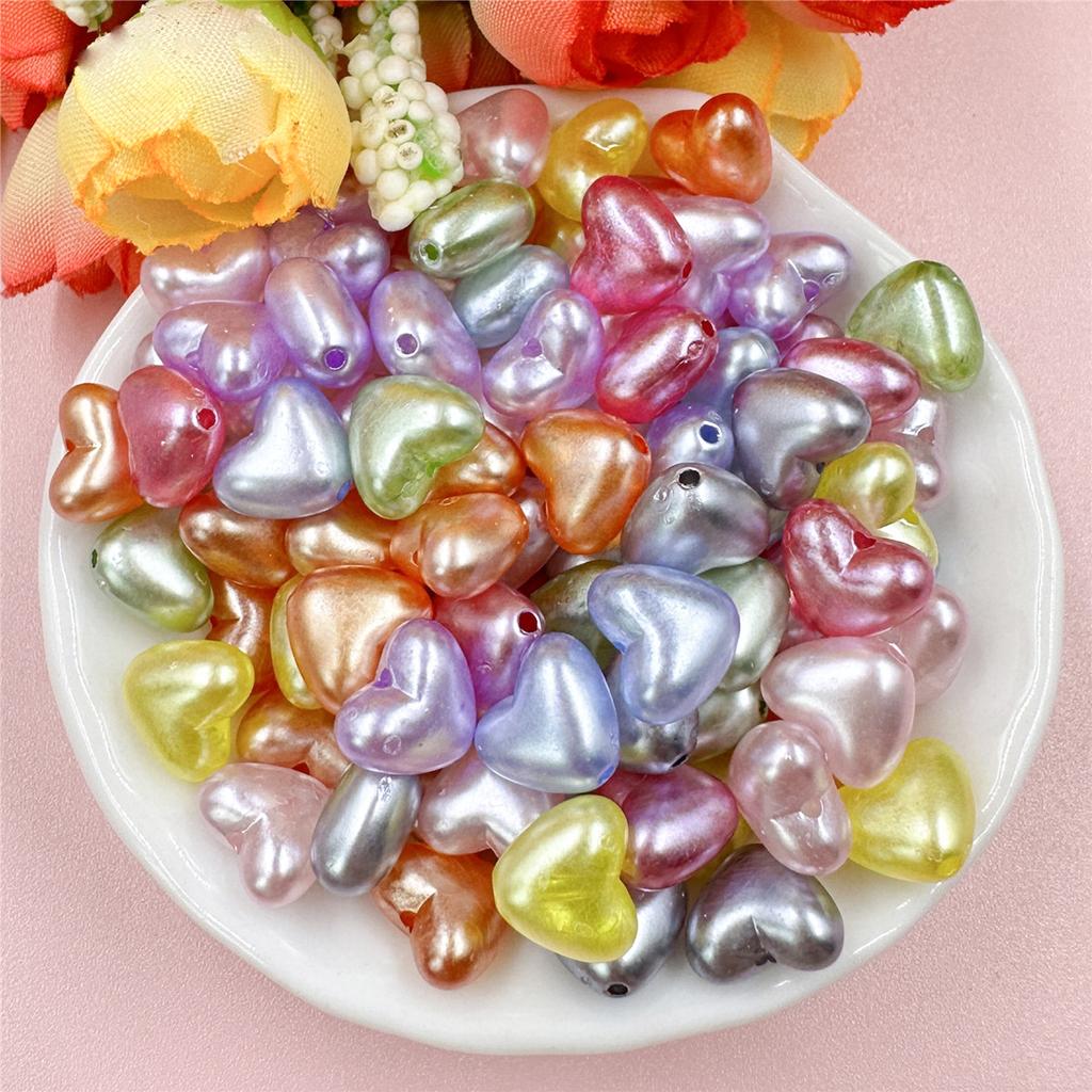 Товары для вечеринок своими руками изготовление украшений с отверстием 10,1*8,8 мм сияющее светло-персиковое сердце 100 шт. красочные креативные акриловые бусины ручной работы